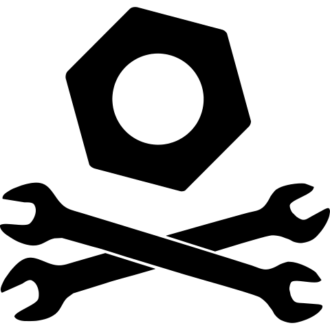 gekreuzte Maulschlüssel mit Mutter