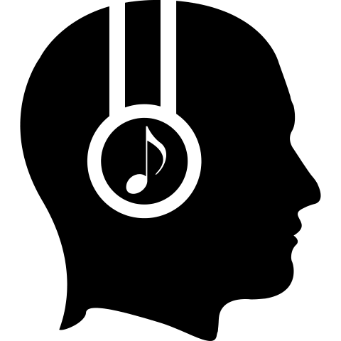 Kopf im Profil mit Kopfhörer