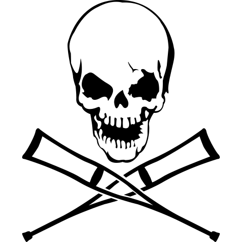 Totenschädel mit Krücken