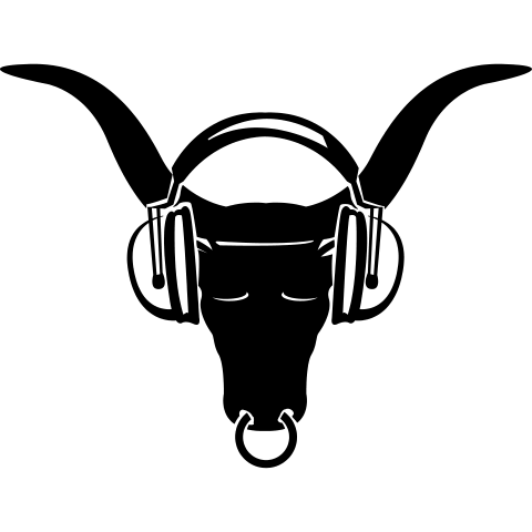 Büffelkopf mit Kopfhörer