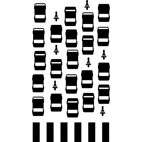 Straßeverkehr vor Zebrastreifen Icons