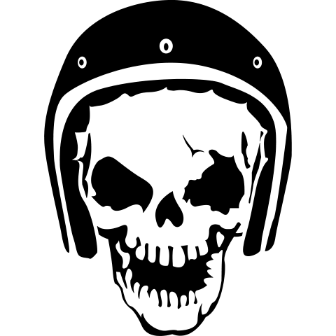 Totenschädel mit Rollerhelm
