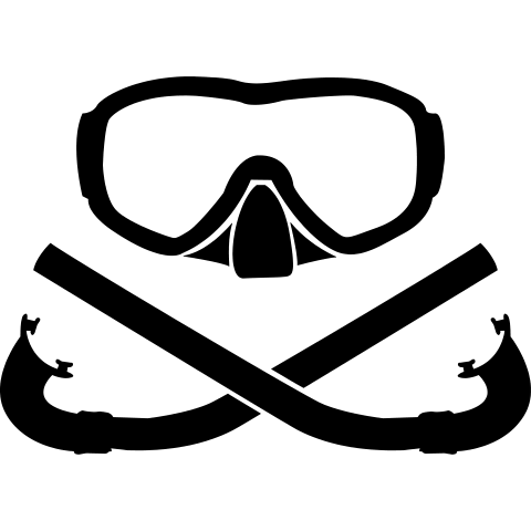 Taucherbrille mit gekreuzten Schnorchel