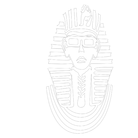 Pharao in schwarz weiß mit 3D Brille