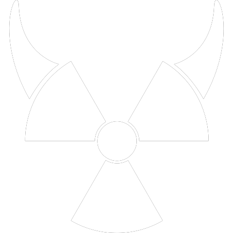 Atom Symbol mit Teufelshörner