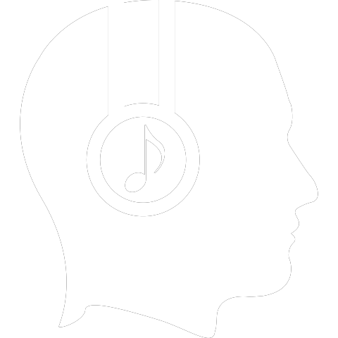 Kopf im Profil mit Kopfhörer