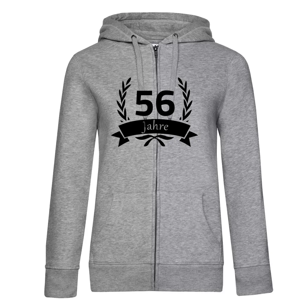 Kapuzenjacke Frauen Hoodie mit Aufdruck '56 Geburtstag im Lorbeerkranz'