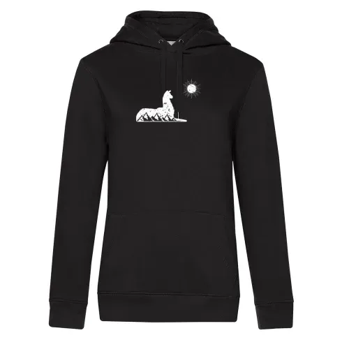 Alpaka Gebirge Lama Symbol Berge Mondschein Statue Hoodie Frauen Queen Hooded