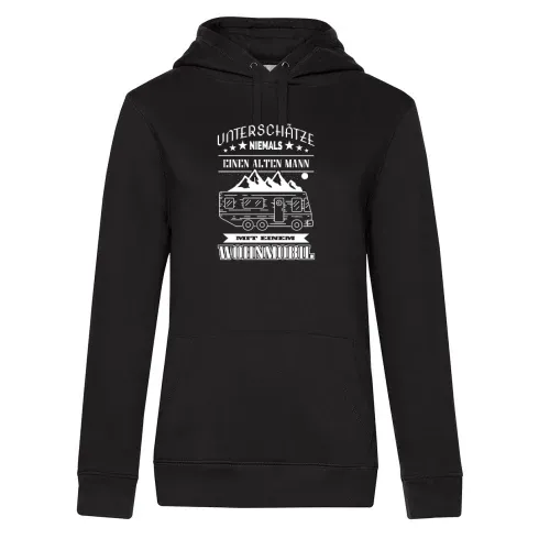 Alter Mann mit Wohnmobil Camping Rente im Gebirge Frauen Hoodie
