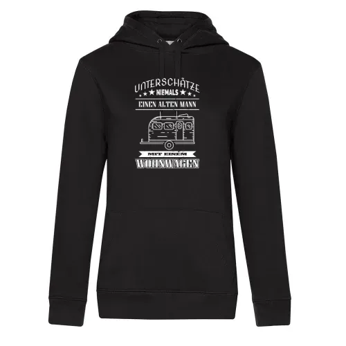 Alter Mann mit Wohnwagen Camping Rentner Rente Frauen Hoodie