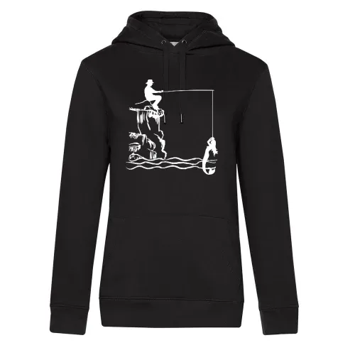 Angler mit Nixe Frauen Hoodie