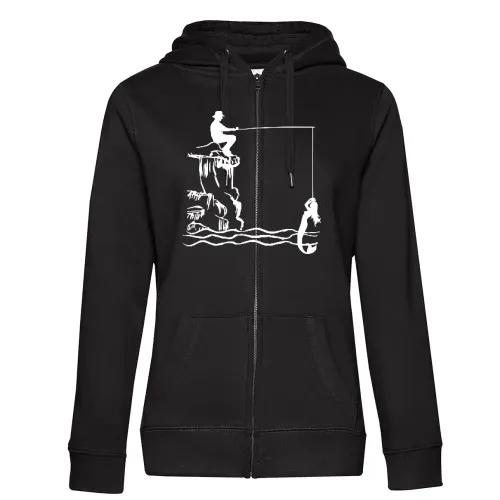Angler mit Nixe Frauen Hoodie