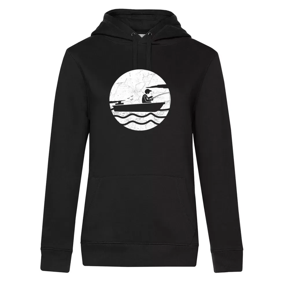  Frauen Hoodie mit Aufdruck 'Angler Vintage Angeln'