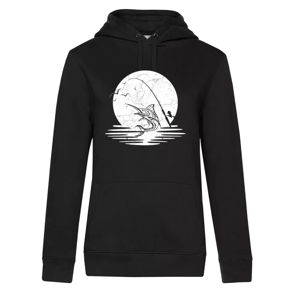  Frauen Hoodie mit Aufdruck 'Angler Vintage Angeln'