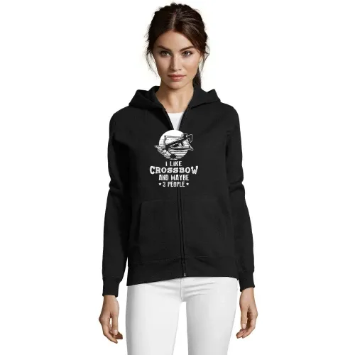 Armbrust Spruch I Like Crossbow und Maybe 3 People Frauen Hoodie
