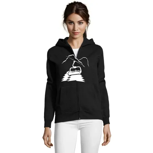 Berglandschaft mit Lift und Gipfel Frauen Hoodie