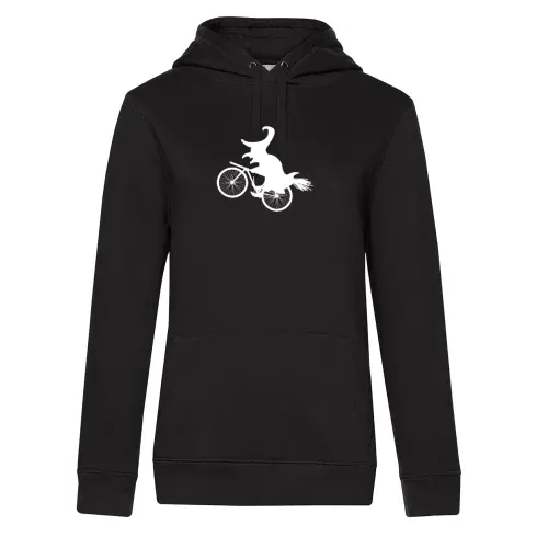 Biker Hexe Halloween Fahrrad mit Besen Radtour Hoodie Frauen Queen Hooded