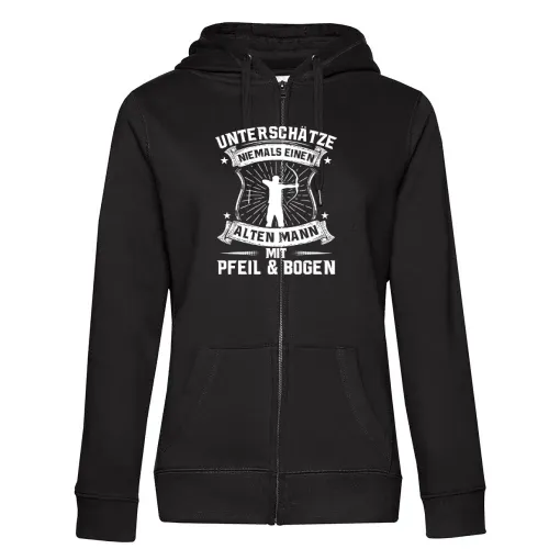 Bogenschießen Alter Mann Spruch Archer Bogensport Hoodie Frauen Queen Zipped