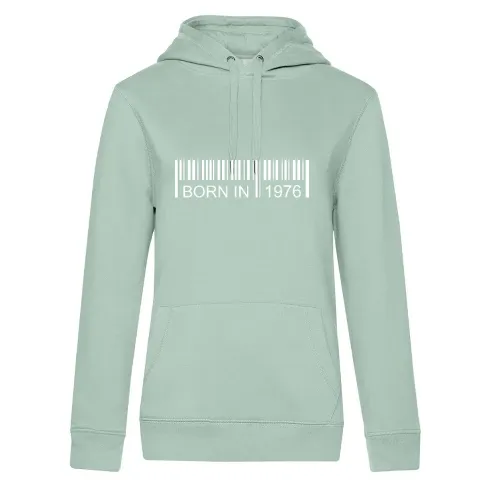 Born in 1976 Strichcode Frauen Hoodie