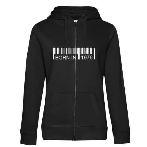 Born in 1976 Strichcode Frauen Hoodie