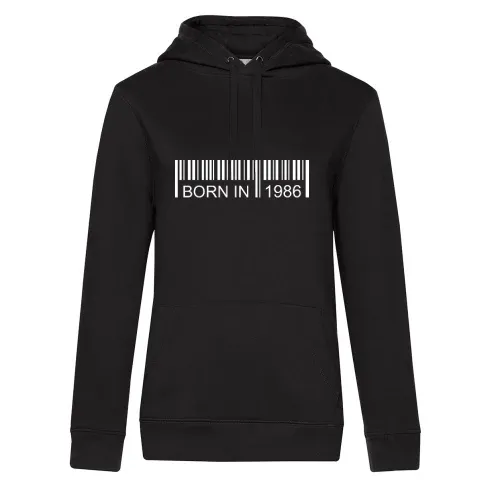 Born in 1986 Strichcode Frauen Hoodie Born in 1986 Strichcode Hoodie