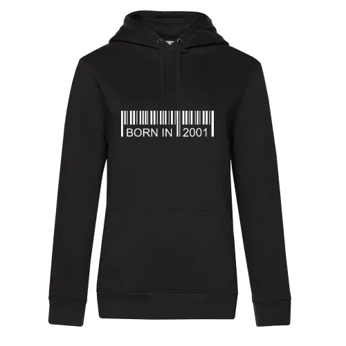 Born in 2001 Strichcode Hoodie Frauen Queen Hooded
