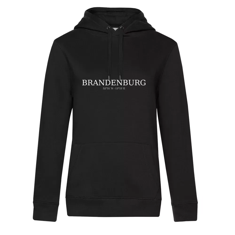  Frauen Hoodie mit Aufdruck 'Brandenburg Koordinaten'