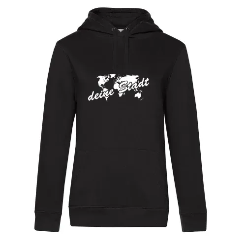 deine Stadt auf Weltkarte Hoodie Frauen Queen Hooded