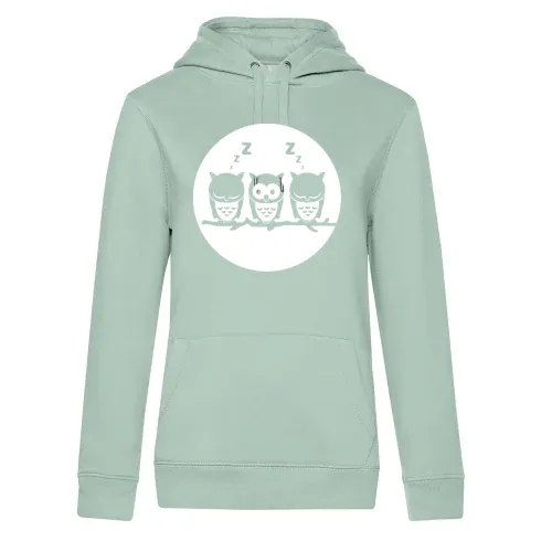 Drei Eule auf Ast vorm Vollmond Hoodie Frauen Queen Hooded