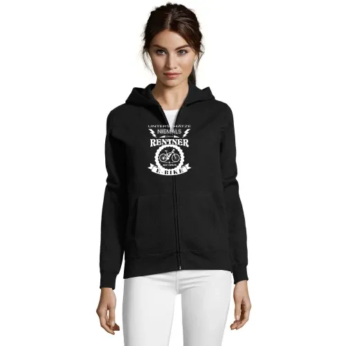 E-Bike Rentner auf einem Ebike Fahrrad Frauen Hoodie
