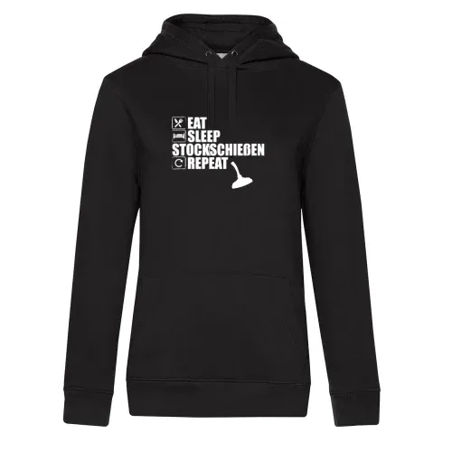 Eisstockschießen Eat Sleep Stockschießen Repeat Hoodie Frauen Queen Hooded