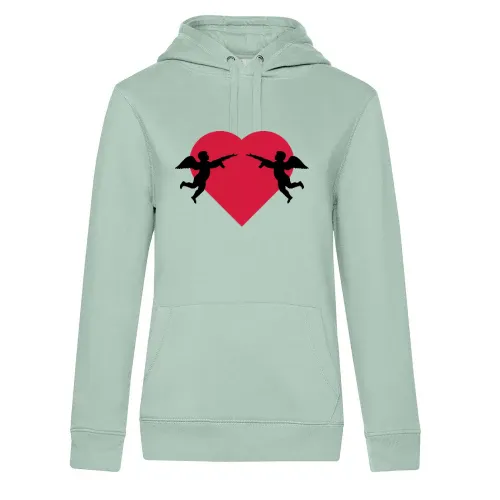 Engel vor Herz mit Gewehr Hoodie