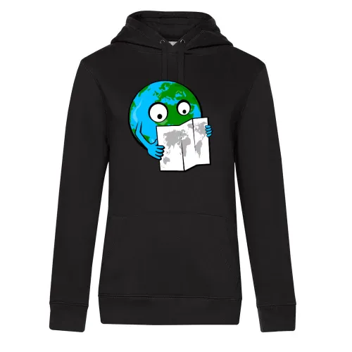 Erde schaut sich ein Karte an Hoodie
