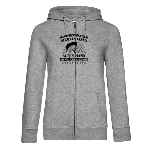 Fallschirmjäger Alter Mann Spruch Skydiver BW Hoodie Frauen Queen Zipped