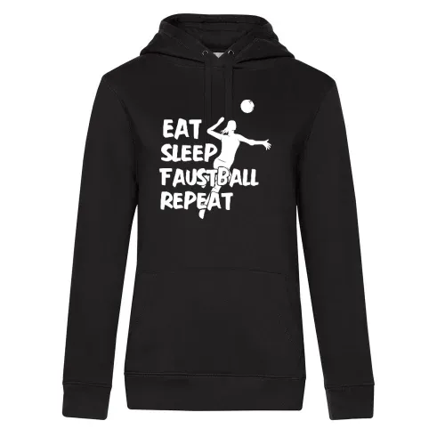 Faustballerin Eat Sleep Faustball Repeat Motiv Hoodie Frauen Queen Hooded