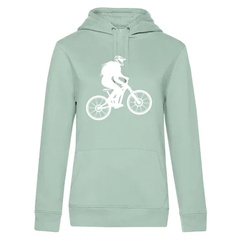 Fully Mountainbike mit Biker Cross Helm - MTB Bike Hoodie Frauen Queen Hooded