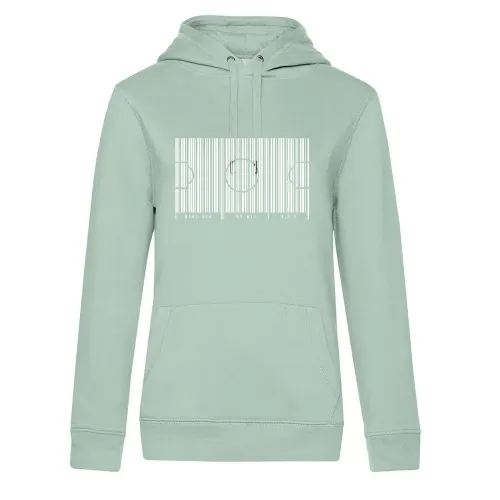 Fußballfeld als Strichcode 90 min Frauen Hoodie
