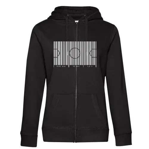 Fußballfeld als Strichcode 90 min Frauen Hoodie