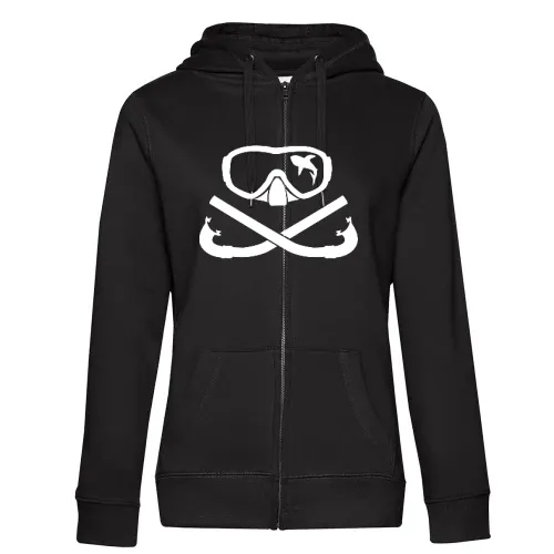 Hai in Taucherbrille mit gekreuzten Schnorchel Frauen Hoodie