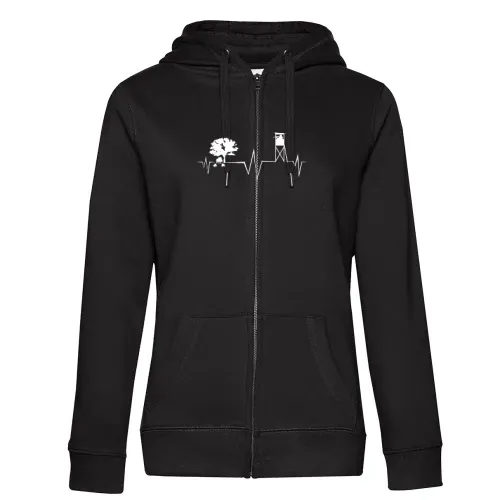 Hochsitz Jagen Herzschlag - Jäger Keiler Hoodie Frauen Queen Zipped