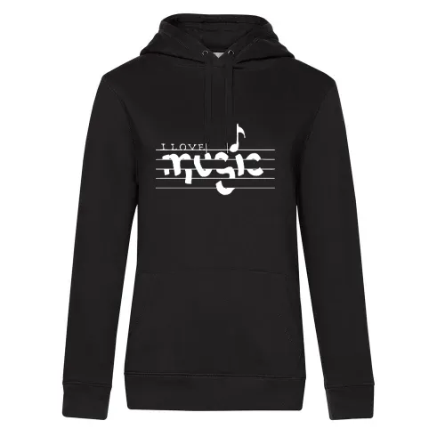 I Love music Hoodie Frauen Queen Hooded