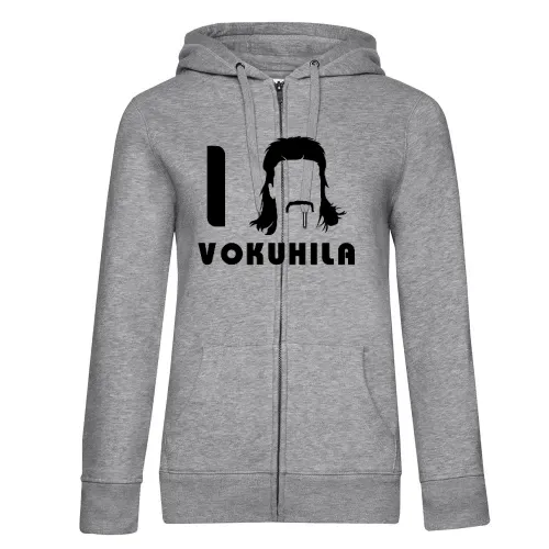 I Love Vokuhila Frisur mit Schnautzbart Frauen Hoodie