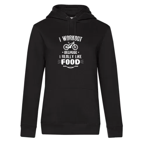 I Workout Because I Like Food Ebiker E-Bike Hoodie Frauen Queen Hooded