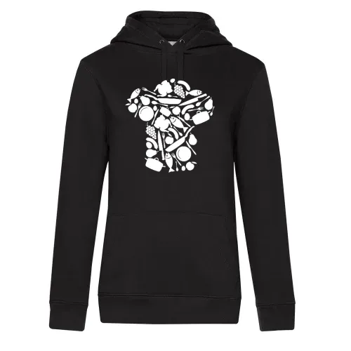 Kochmütze aus Kochutensilien Hoodie Frauen Queen Hooded