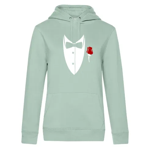 Kragen mit Fliege und Rose aus Anzug Frauen Hoodie Kragen mit Fliege und Rose aus Anzug Hoodie