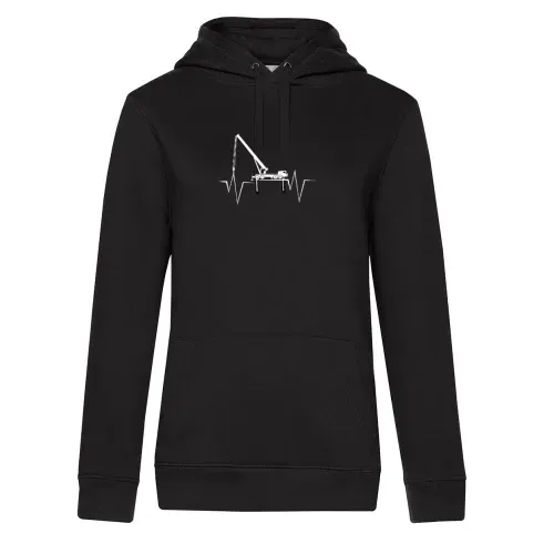 Kran Kranbediener Baustelle Kranfahrer Herzschlag Hoodie Frauen Queen Hooded