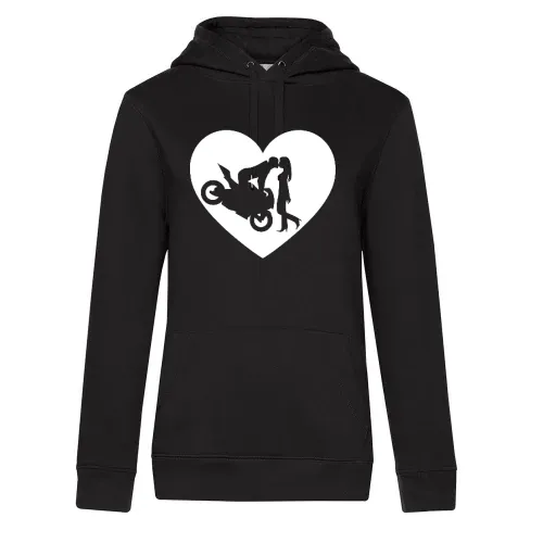 Motorradkuß Herz Hoodie