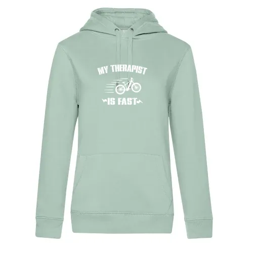My Therapist Is Fast Ebiker E-Bike Radfahrer Hoodie Frauen Queen Hooded