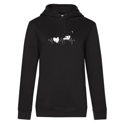 Pickup Camping Herzschlag mit Herz bei Nacht Hoodie Frauen Queen Hooded