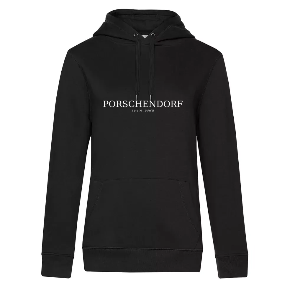  Frauen Hoodie mit Aufdruck 'Porschendorf Koordinaten'